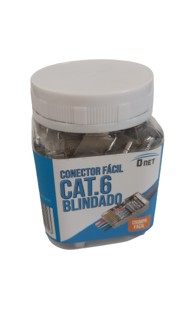 CONECTOR FACIL-RJ45 CAT6 BLINDADO DE PASSAGEM EZ (POTE C 50UND) - D-NET | 0