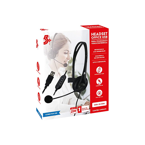 HEADSET C/MICROFONE USB OFFICE PRETO 015-0101 5+@ | 5