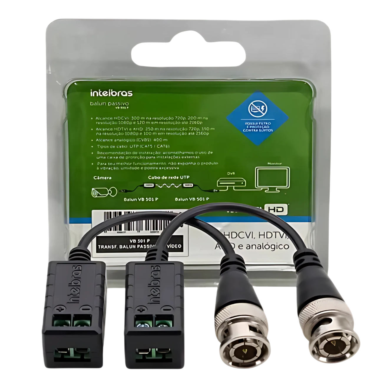 Balun Passivo Intelbras Vb 501 P G2 Conversor De Sinal (par) Detalhes