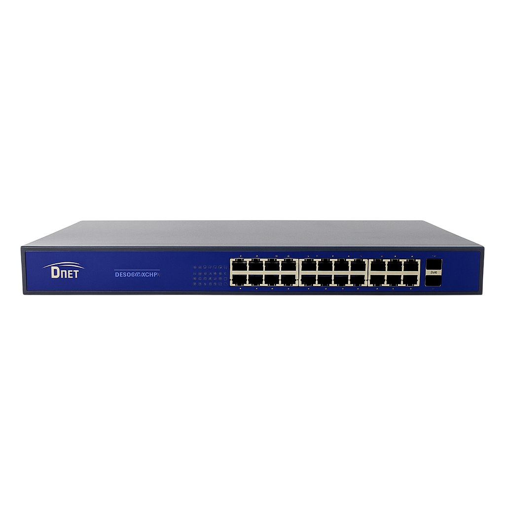 SWITCH 24 PORTAS POE +2 PORTAS 400w POE33324PF - DNET Detalhes